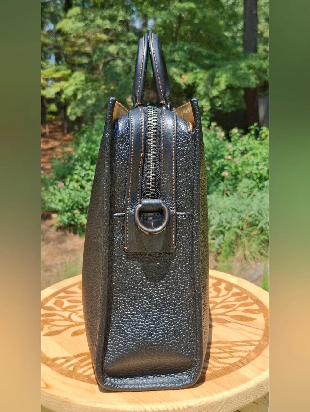 Coach Rogue Briefcase Laptop In Black Regenerative Pebbled Leather #CD789
